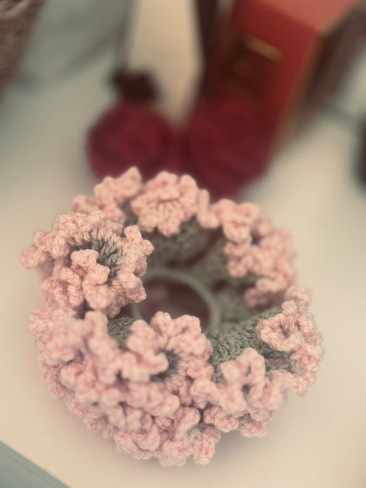 Crochet Floral Scrunchie